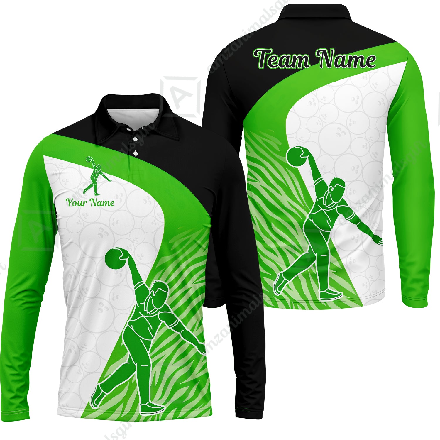 Long Sleeve Polo Shirt||Green