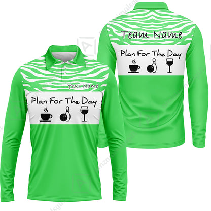 Custom Bowling Jersey Polo Shirt, Plan For The Day Zebra Pattern, Custom Bowling Jersey Team Shirt For Players With Name & Team Name