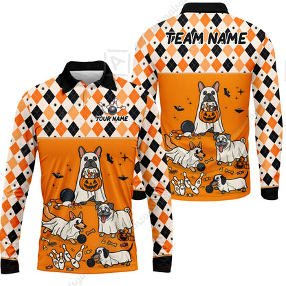 Long Sleeve Polo Shirt||Orange