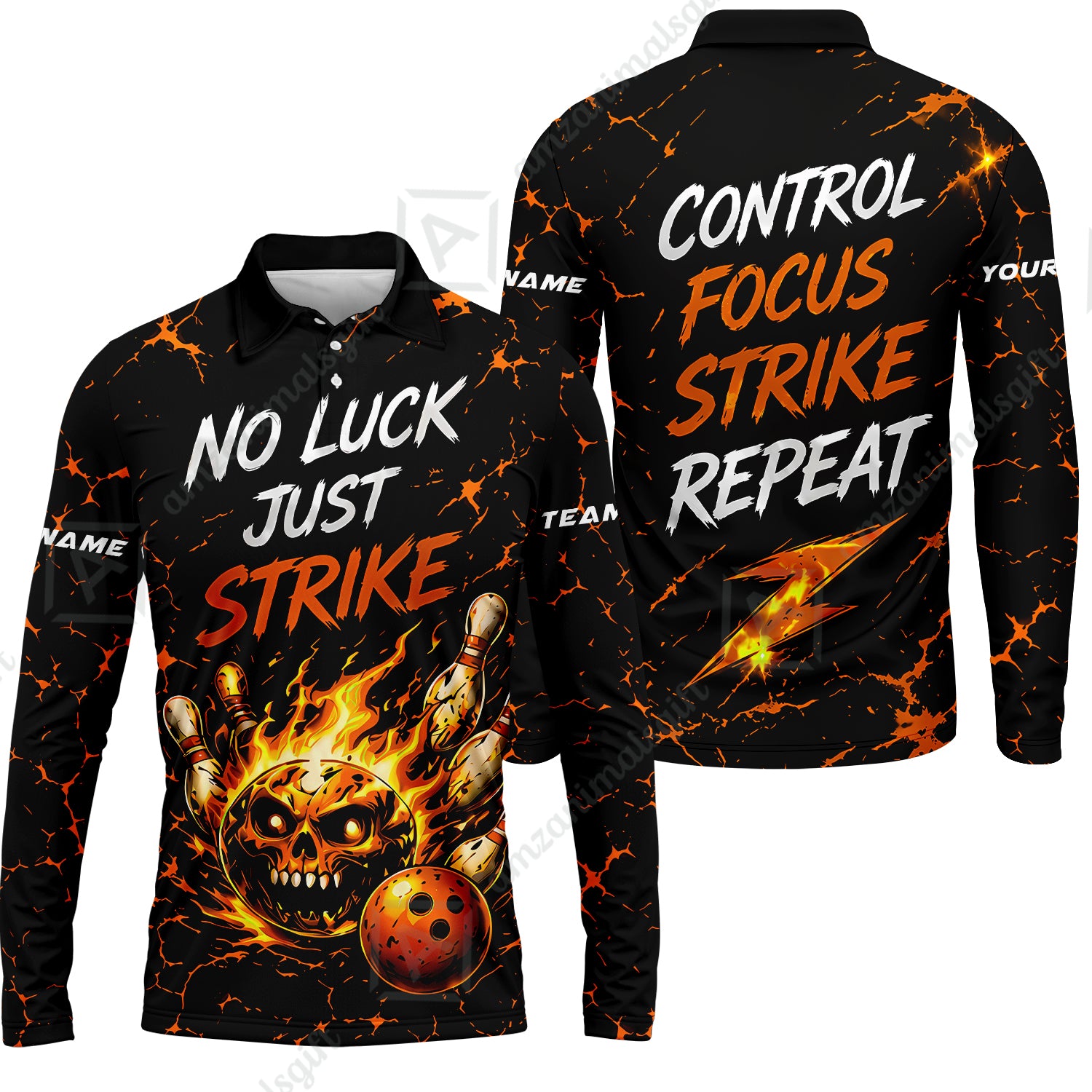 Long Sleeve Polo Shirt||Orange