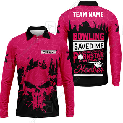 Long Sleeve Polo Shirt||Pink