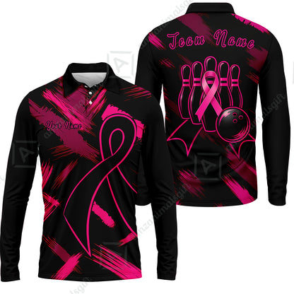 Long Sleeve Polo Shirt||Pink