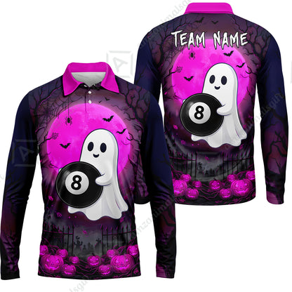 Long Sleeve Polo Shirt||Pink