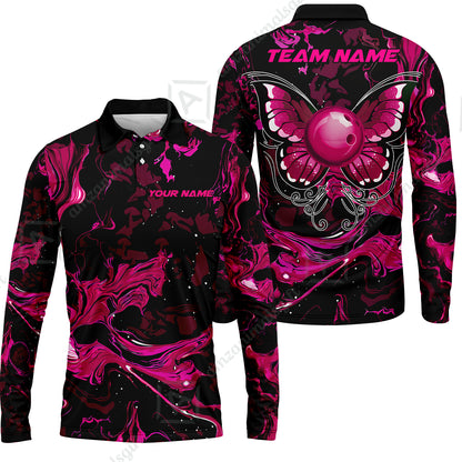 Long Sleeve Polo Shirt||Pink