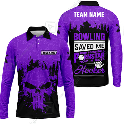 Long Sleeve Polo Shirt||Purple