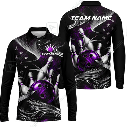 Long Sleeve Polo Shirt||Purple