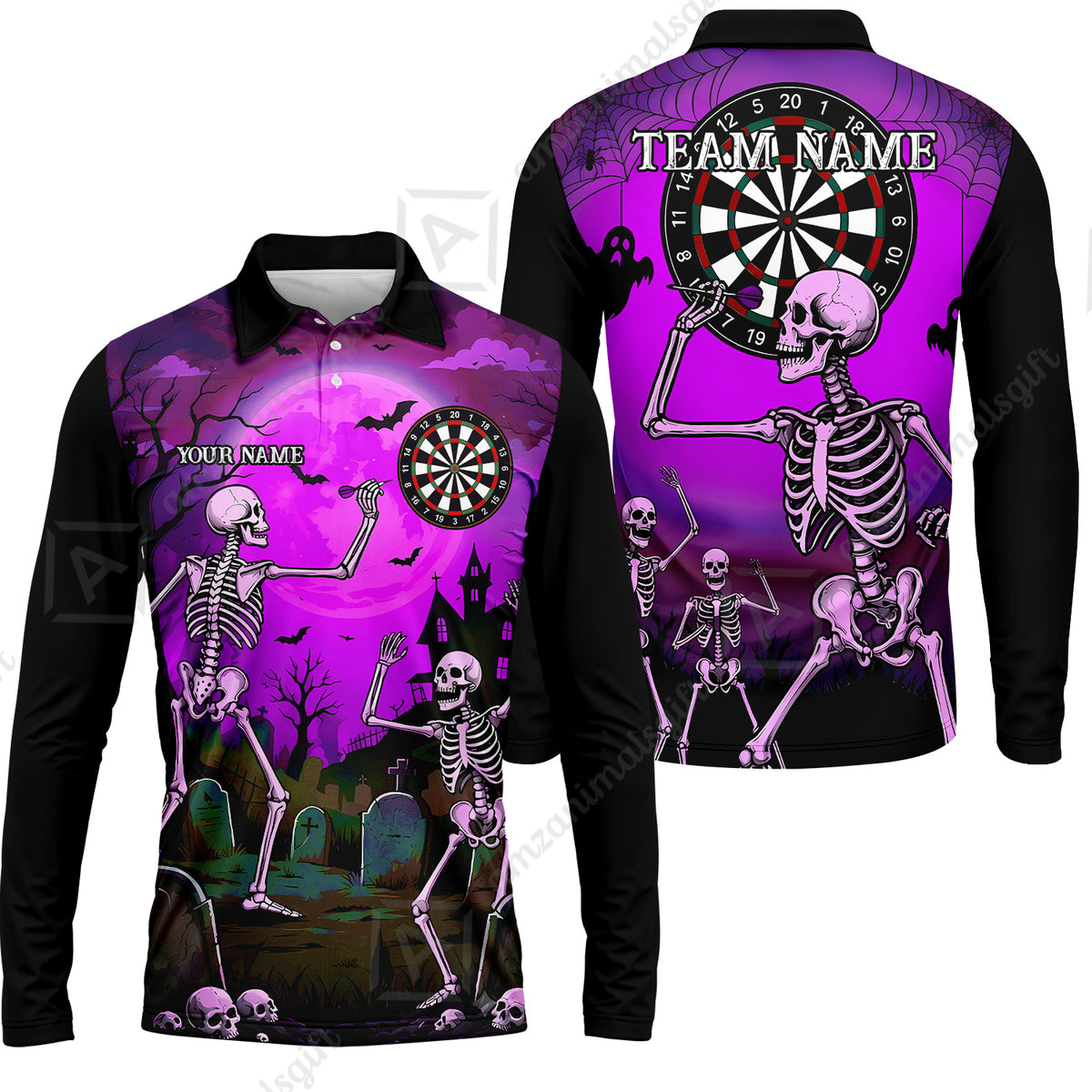 Long Sleeve Polo Shirt||Purple