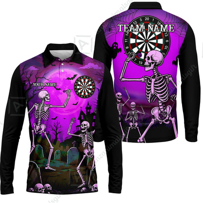 Long Sleeve Polo Shirt||Purple