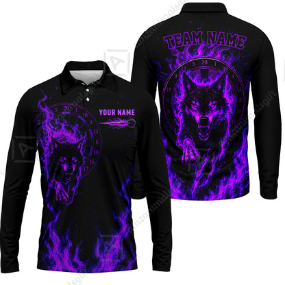 Long Sleeve Polo Shirt||Purple
