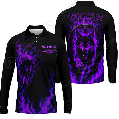 Customized Fire Wolf Dartboard Multicolor Darts Jersey, Personalized Name And Team Name For Players