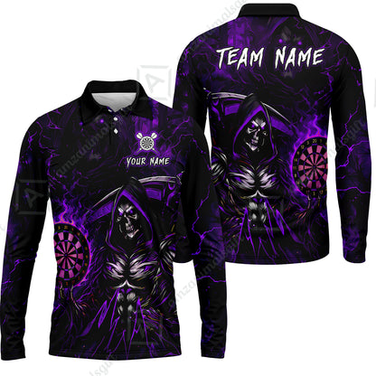 Long Sleeve Polo Shirt||Purple