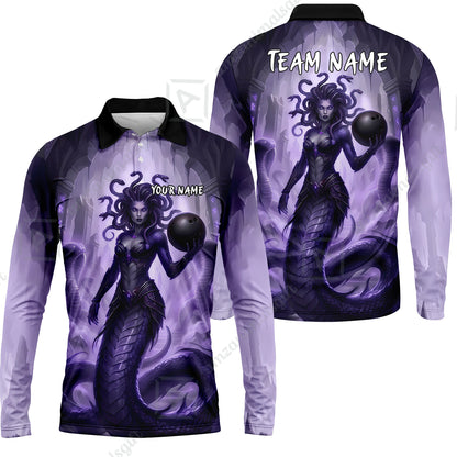 Long Sleeve Polo Shirt||Purple