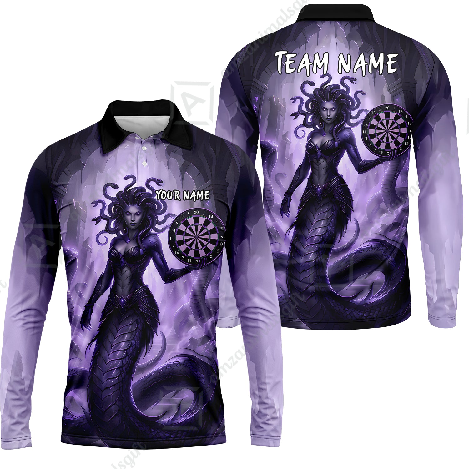 Long Sleeve Polo Shirt||Purple