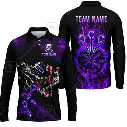 Long Sleeve Polo Shirt||Purple