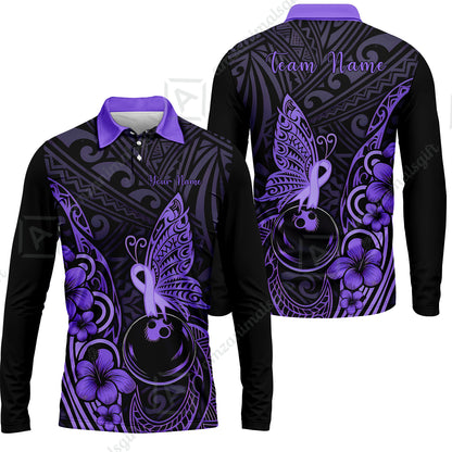 Long Sleeve Polo Shirt||Purple