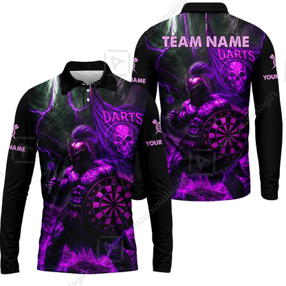 Long Sleeve Polo Shirt||Purple