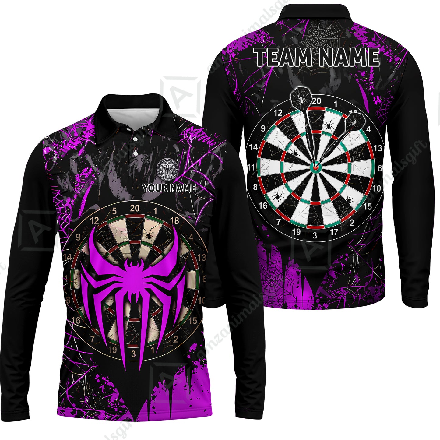 Long Sleeve Polo Shirt||Purple