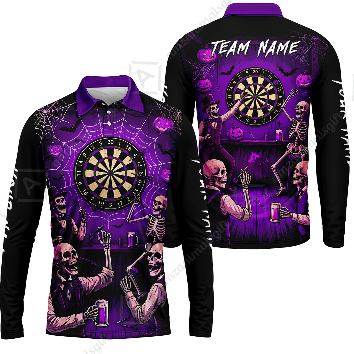 Long Sleeve Polo Shirt||Purple