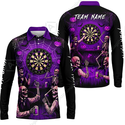 Long Sleeve Polo Shirt||Purple