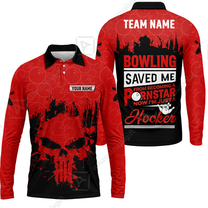 Long Sleeve Polo Shirt||Red