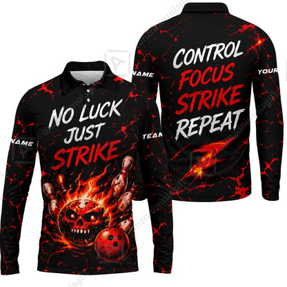 Long Sleeve Polo Shirt||Red