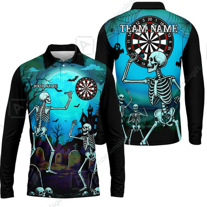 Long Sleeve Polo Shirt||Turquoise