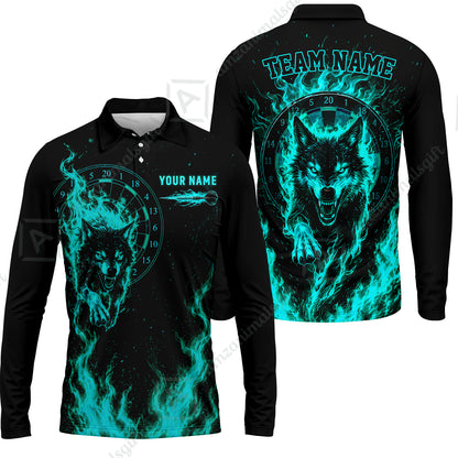 Customized Fire Wolf Dartboard Multicolor Darts Jersey, Personalized Name And Team Name For Players