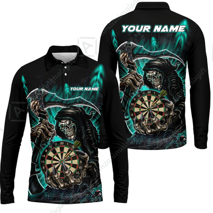 Long Sleeve Polo Shirt||Turquoise