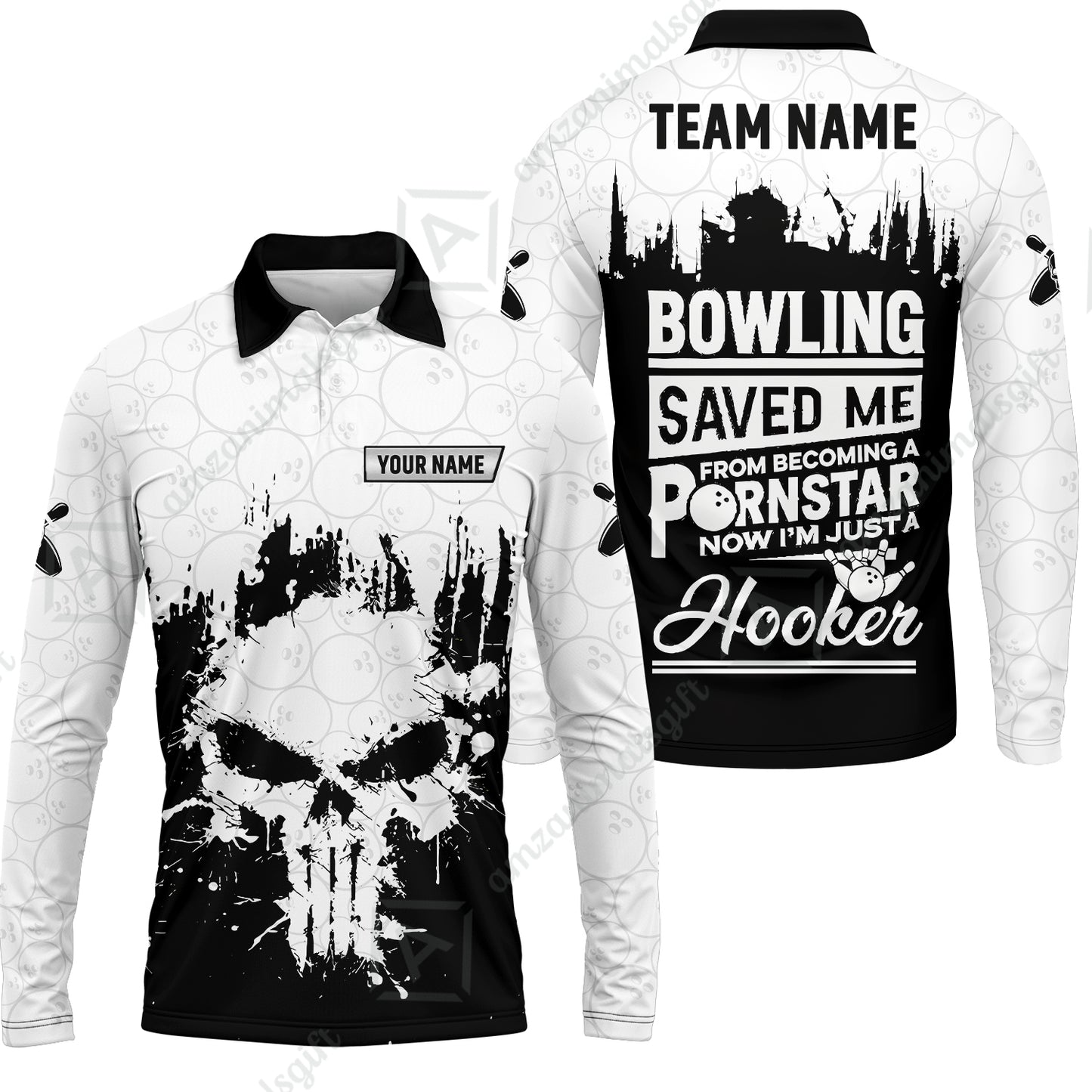 Long Sleeve Polo Shirt||White