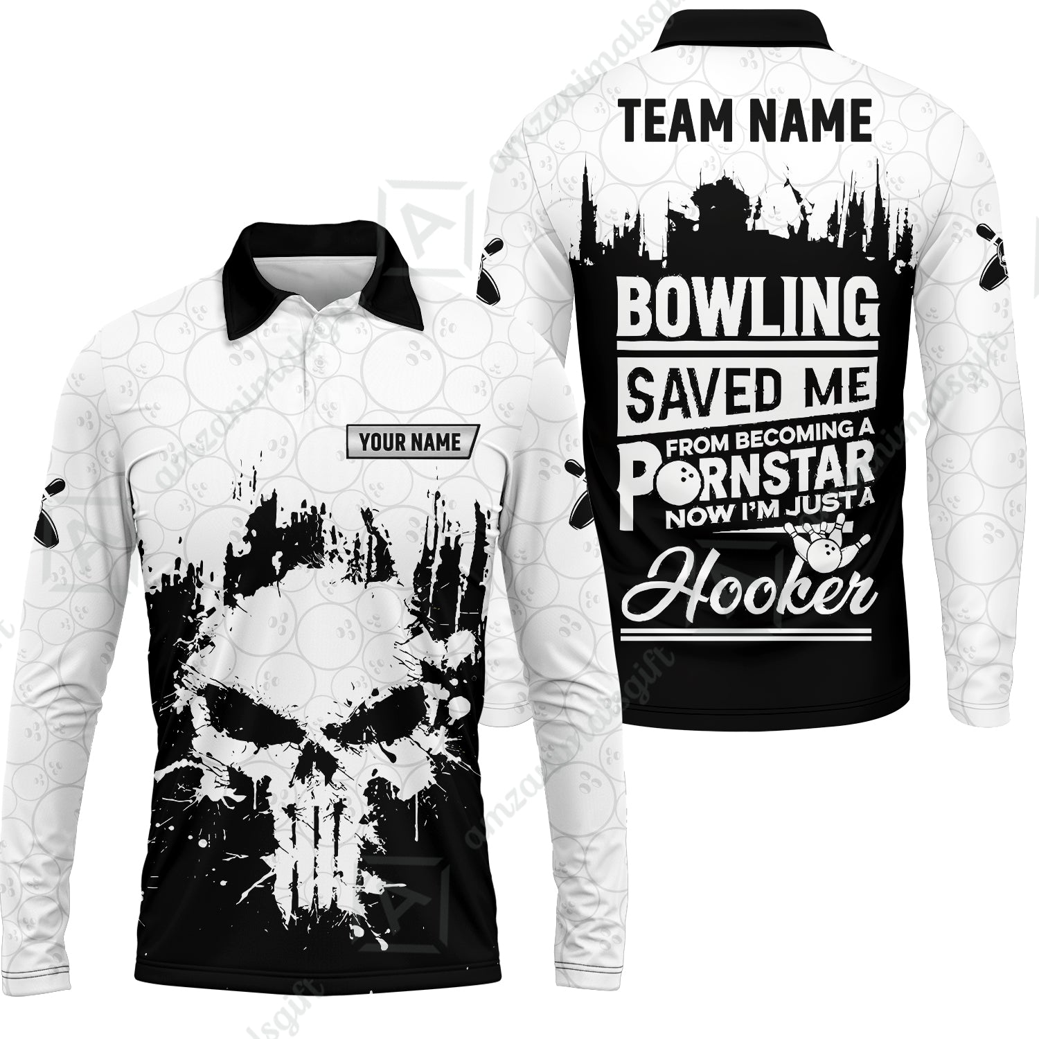 Long Sleeve Polo Shirt||White
