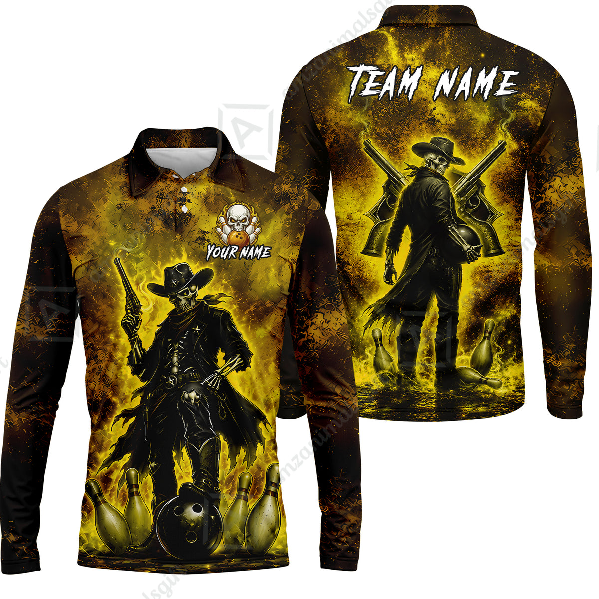 Long Sleeve Polo Shirt||Yellow