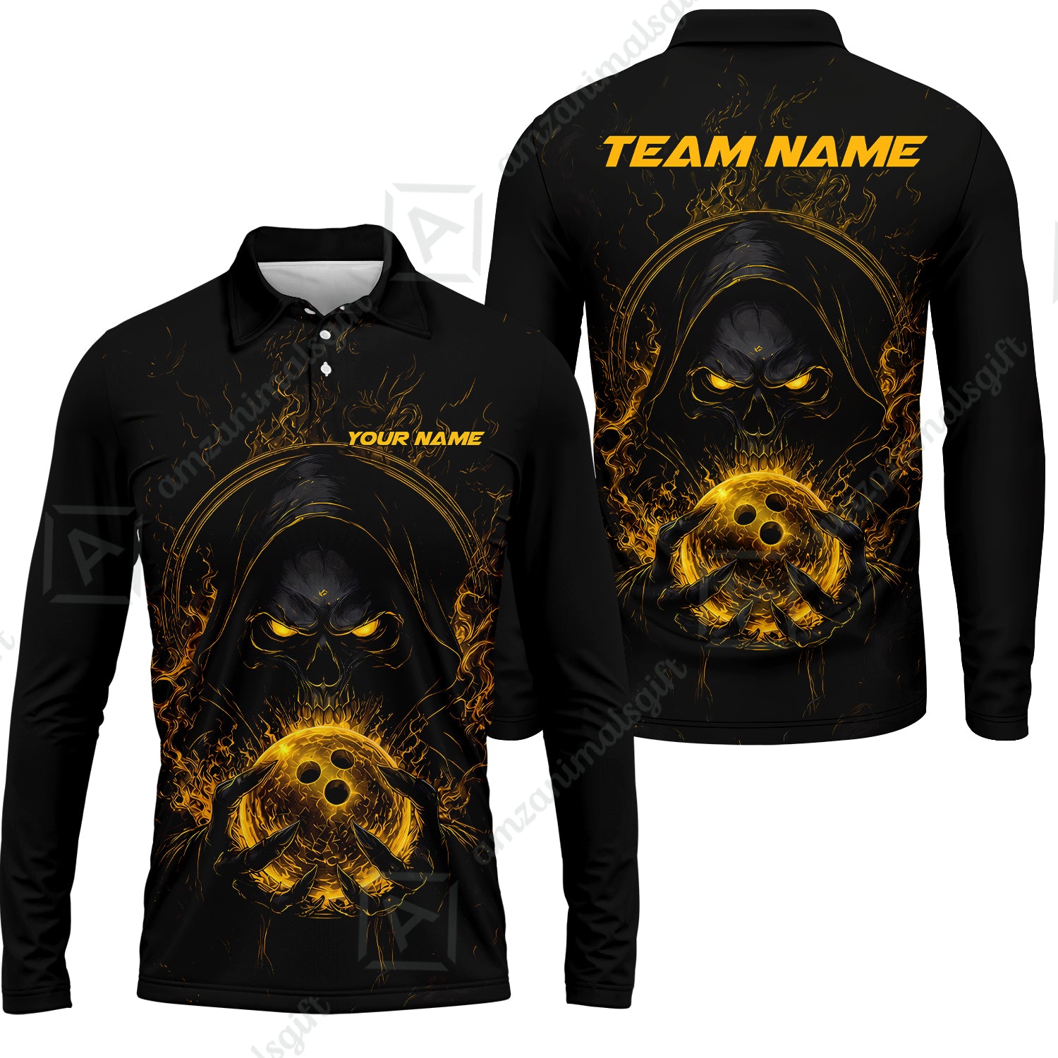 Long Sleeve Polo Shirt||Yellow