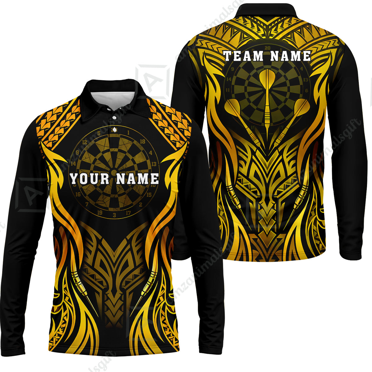 Long Sleeve Polo Shirt||Yellow
