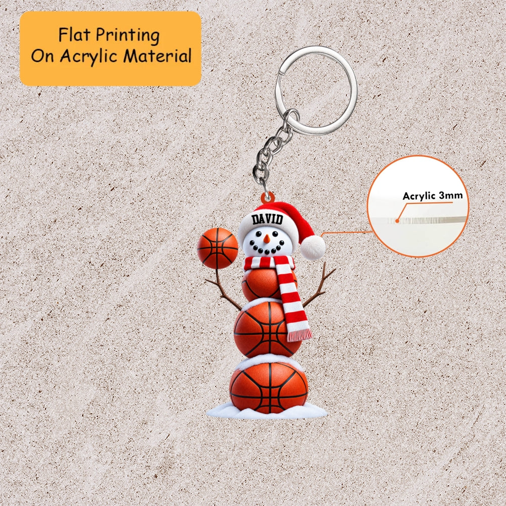 Personalized Basketball Christmas Ornament, Basketball Snowman Christmas, Custom Ornament Christmas Gift, Keychain Basketball, Car Ornament Basketball