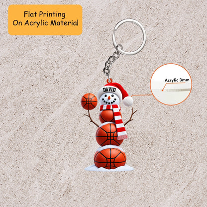 Personalized Basketball Christmas Ornament, Basketball Snowman Christmas, Custom Ornament Christmas Gift, Keychain Basketball, Car Ornament Basketball