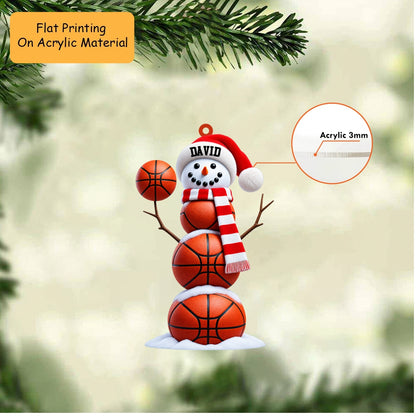 Personalized Basketball Christmas Ornament, Basketball Snowman Christmas, Custom Ornament Christmas Gift, Keychain Basketball, Car Ornament Basketball