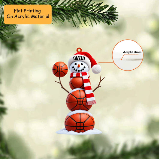 Personalized Basketball Christmas Ornament, Basketball Snowman Christmas, Custom Ornament Christmas Gift, Keychain Basketball, Car Ornament Basketball