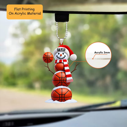 Personalized Basketball Christmas Ornament, Basketball Snowman Christmas, Custom Ornament Christmas Gift, Keychain Basketball, Car Ornament Basketball