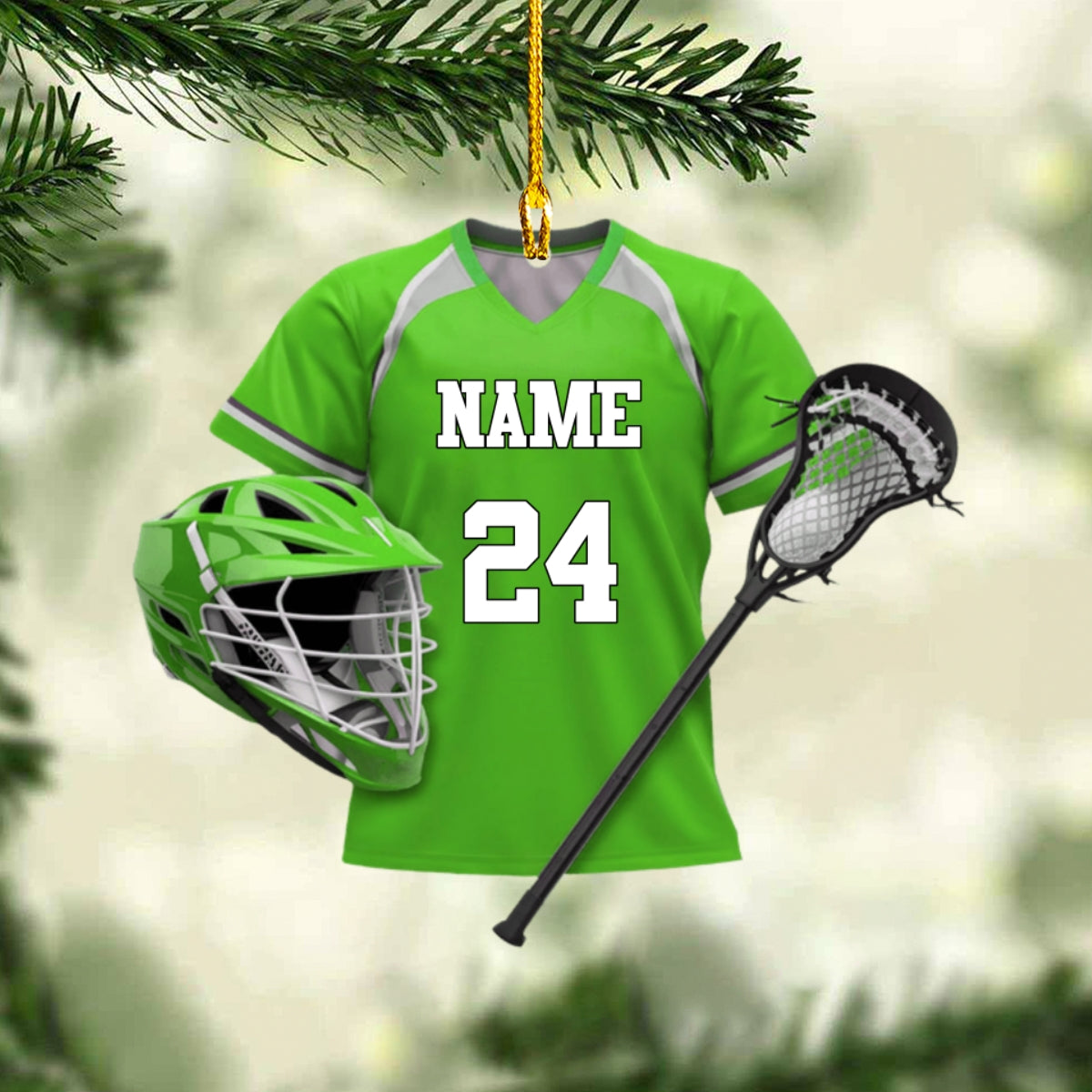 Personalized Lacrosse Shirt Helmet Sticks Flat Acrylic Ornament, Meaningful Ornament Gifts For Disc Golf Lover, Son, Daughter