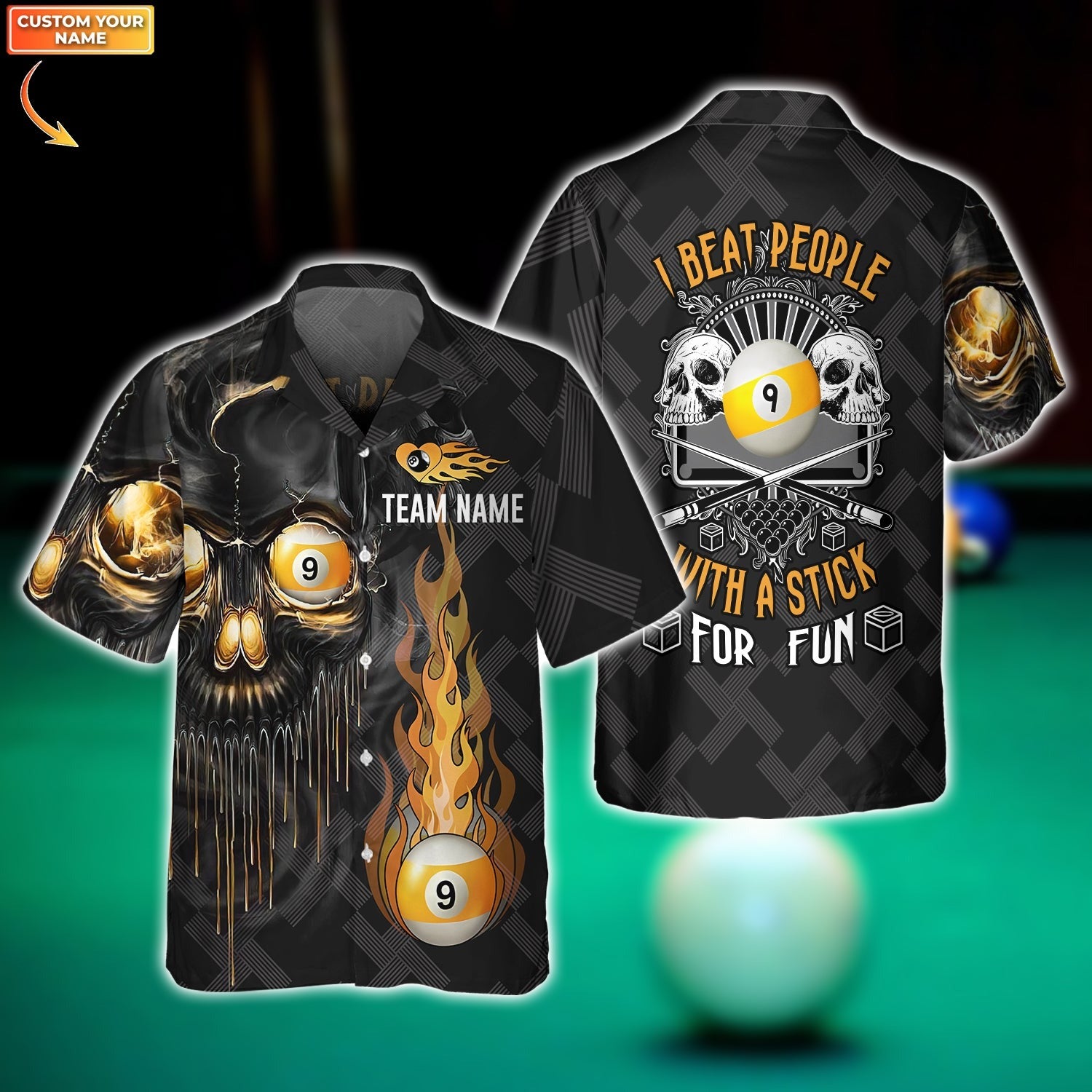 Billiards Custom Hawaiian Shirt - I Beat People With A Stick Billiards 9 Balls Personalized Billiards Hawaiian Shirt