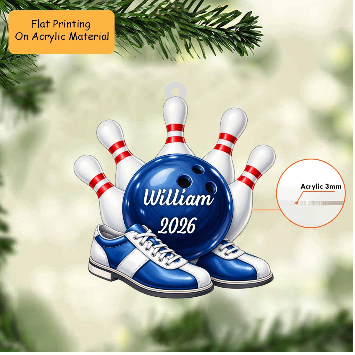 Personalized Christmas Bowling Ornament, Shoes And Bowling Ball Christmas, Custom Ornament Christmas Gift, Keychain Bowling Christmas, Car Ornament Bowling Christmas