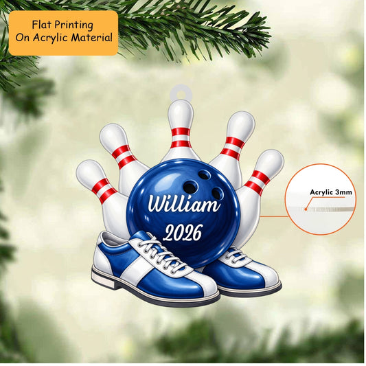Personalized Christmas Bowling Ornament, Shoes And Bowling Ball Christmas, Custom Ornament Christmas Gift, Keychain Bowling Christmas, Car Ornament Bowling Christmas