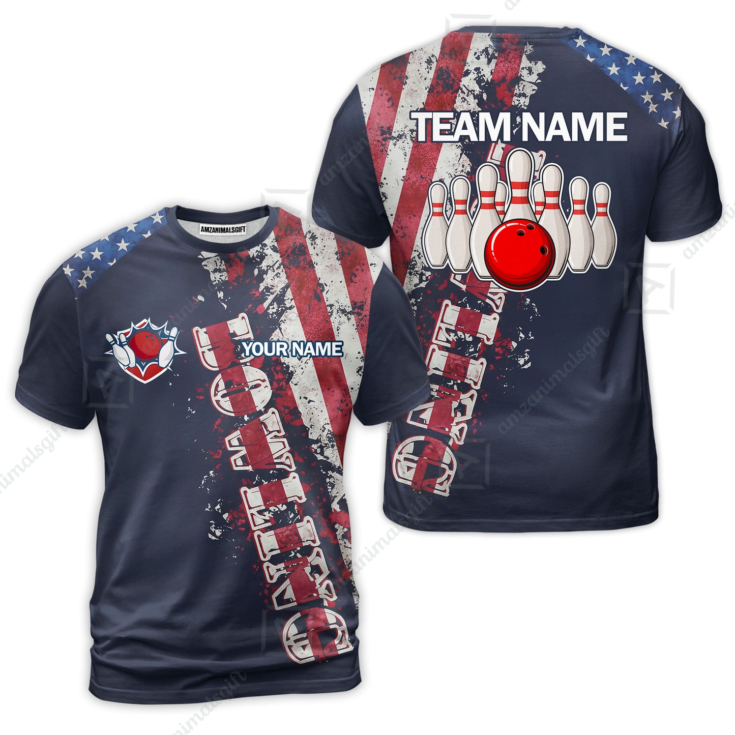 Bowling Custom Women Polo Shirt - Custom Name Patriotic American Flag Bowling Personalized Bowling Jersey Polo Shirts - Uniforms For Bowlers