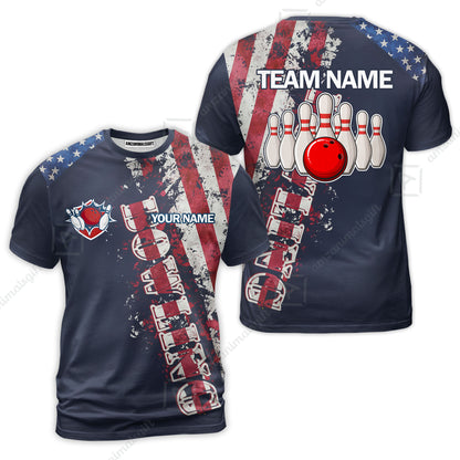 Bowling Custom Women Polo Shirt - Custom Name Patriotic American Flag Bowling Personalized Bowling Jersey Polo Shirts - Uniforms For Bowlers