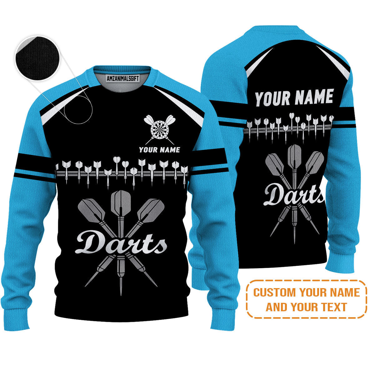 Customized Name & Text Darts Hoodie, Personalized Darts Team Blue Hoodie - Perfect Gift For Darts Lovers