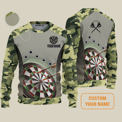 Customized Name Darts Sweater, Camo Pattern Personalized Darts Sweater - Perfect Gift For Darts Lovers