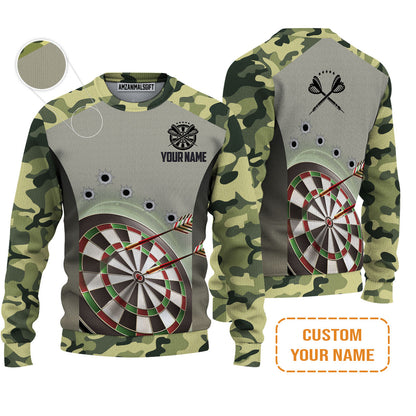Customized Name Darts Polo Shirt, Camo Pattern Personalized Darts Uniforms Polo Shirt - Perfect Gift For Darts Lovers