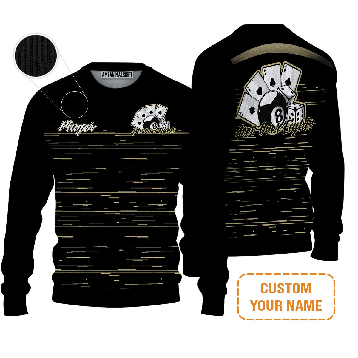 Aces Over Eights 8 Ball Pool Billiards Custom Name Hoodie, Personalized 8 Ball Pool Hoodie, Gift For Billiards Player