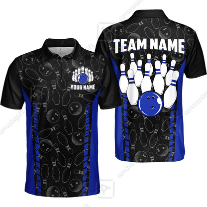Custom Bowling Unisex Polo Shirts, Bowling Team Jersey Pattern, Bowling uniforms Ball & Pins Multicolor Options
