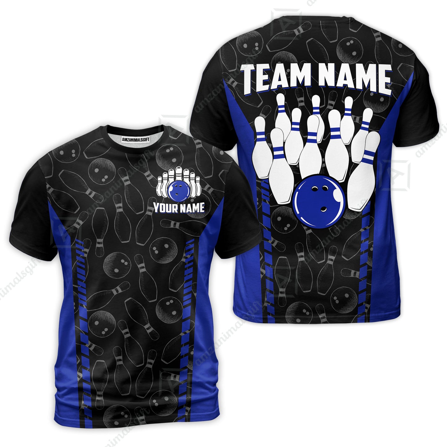 Custom Bowling Unisex Polo Shirts, Bowling Team Jersey Pattern, Bowling uniforms Ball & Pins Multicolor Options